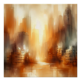 Abstrakte Stadtlandschaft Glänzendes Poster