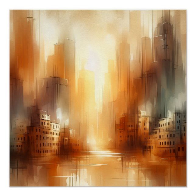 Abstrakte Stadtlandschaft Glänzendes Poster (Vorderseite)