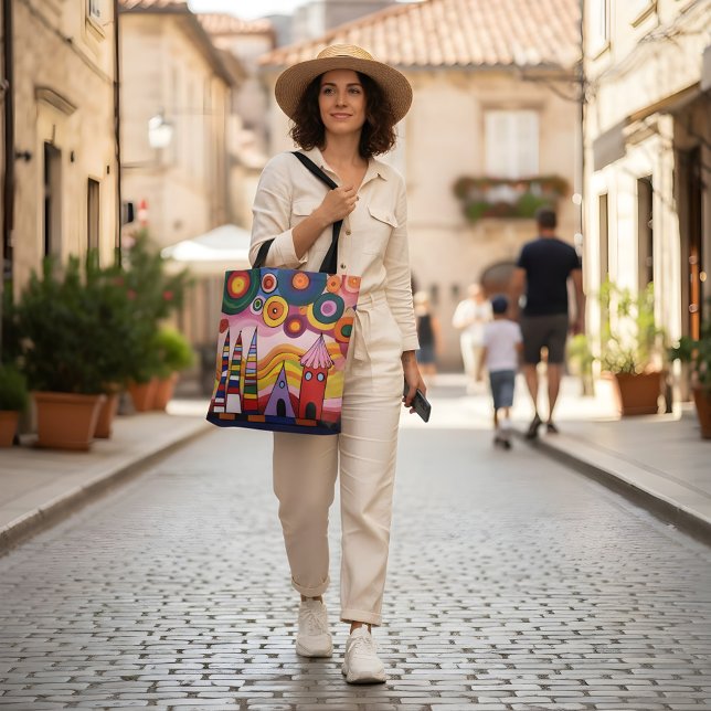 Abstrakte Stadtlandschaft-Tasche mit lebendigen Fa (Von Creator hochgeladen)