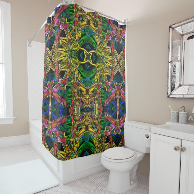 Abstrakte Stammesdesigns, geschnitzt Duschvorhang (Beispiel)