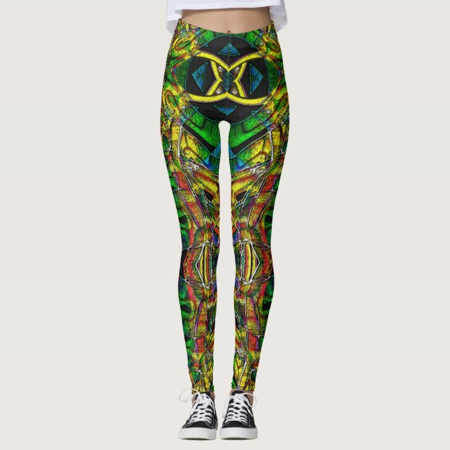 Abstrakte Stammesdesigns, geschnitzt Leggings (Vorderseite)