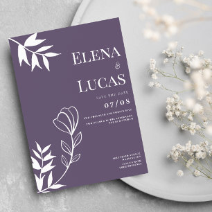 Abstrakte staubige lila weiße Skizze Floral-Hochze Einladung