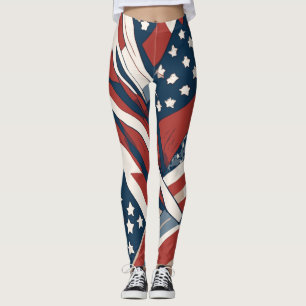 Abstrakte Sterne und Streifen 4. Juli Leggings