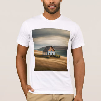 "Abstrakte Stille: Minimalistisches Haus in einem  T-Shirt