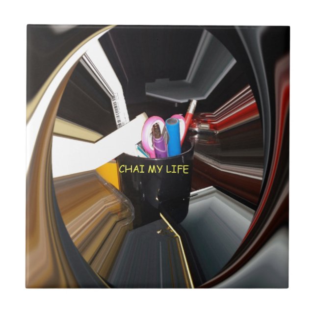 Abstrakte Stillleben Tee Tasse Büro Stationäre Kun Fliese (Vorderseite)