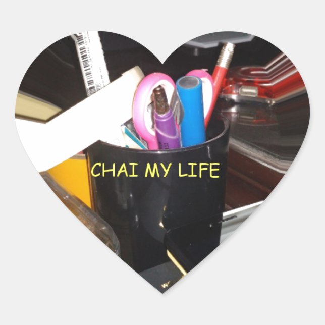 Abstrakte Stillleben Tee Tasse Büro Stationäre Kun Herz-Aufkleber (Vorderseite)