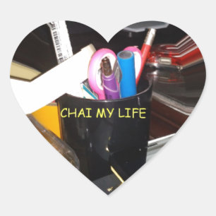 Abstrakte Stillleben Tee Tasse Büro Stationäre Kun Herz-Aufkleber