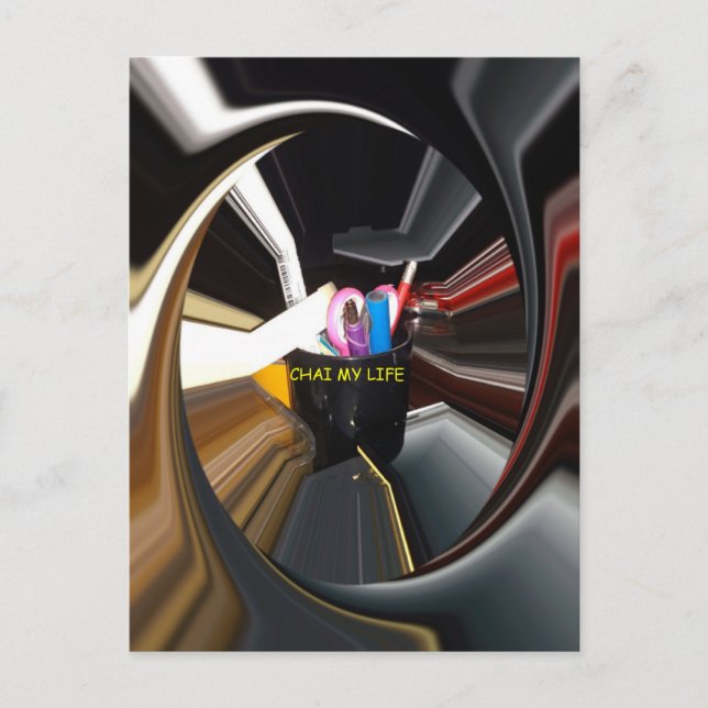 Abstrakte Stillleben Tee Tasse Büro Stationäre Kun Postkarte (Vorderseite)