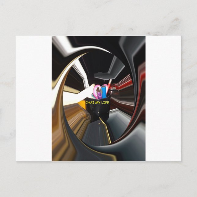 Abstrakte Stillleben Tee Tasse Büro Stationäre Kun Postkarte (Vorderseite)