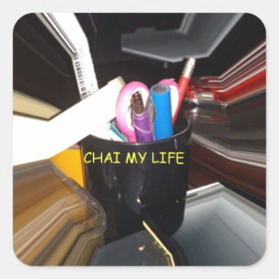 Abstrakte Stillleben Tee Tasse Büro Stationäre Kun Quadratischer Aufkleber