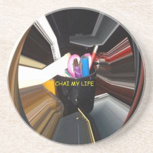 Abstrakte Stillleben Tee Tasse Büro Stationäre Kun Sandstein Untersetzer