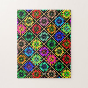 Abstrakte strahlende Blumen mit surrealen Blüten Puzzle