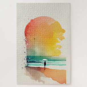 Abstrakte Strandkunst 'Gehen in die Wellen' Puzzle