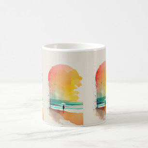 Abstrakte Strandkunst: In die Wellen gehen  Kaffeetasse
