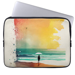 Abstrakte Strandkunst: In die Wellen gehen Laptopschutzhülle