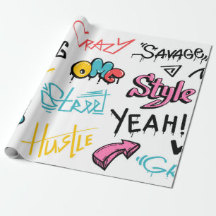 Abstrakte Straßengrafffiti-Buchstabenelemente mit  Geschenkpapier