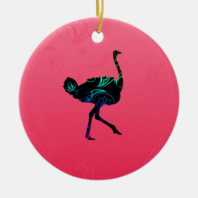 Abstrakte Straußendekoration Keramik Ornament (Vorne)