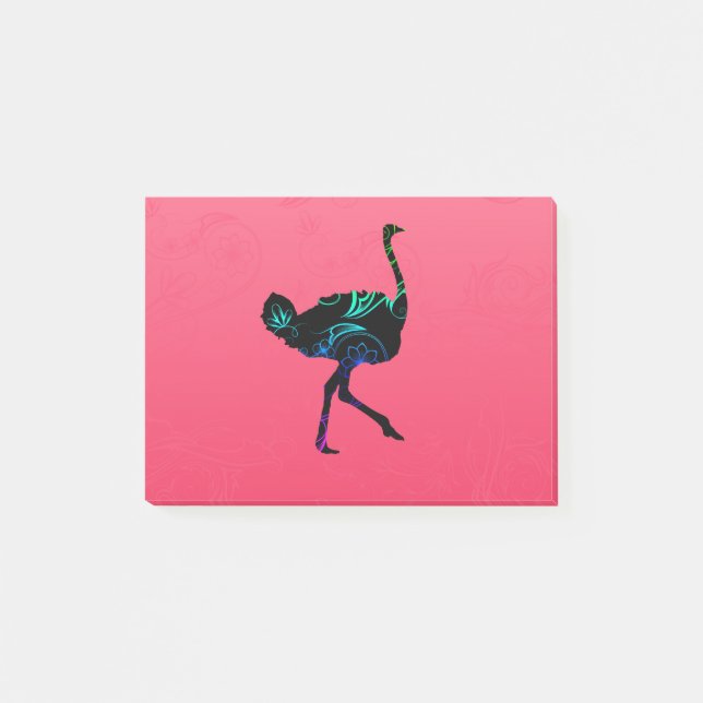 Abstrakte Straußenpost-it®-Notizen Post-it Klebezettel (Vorderseite)