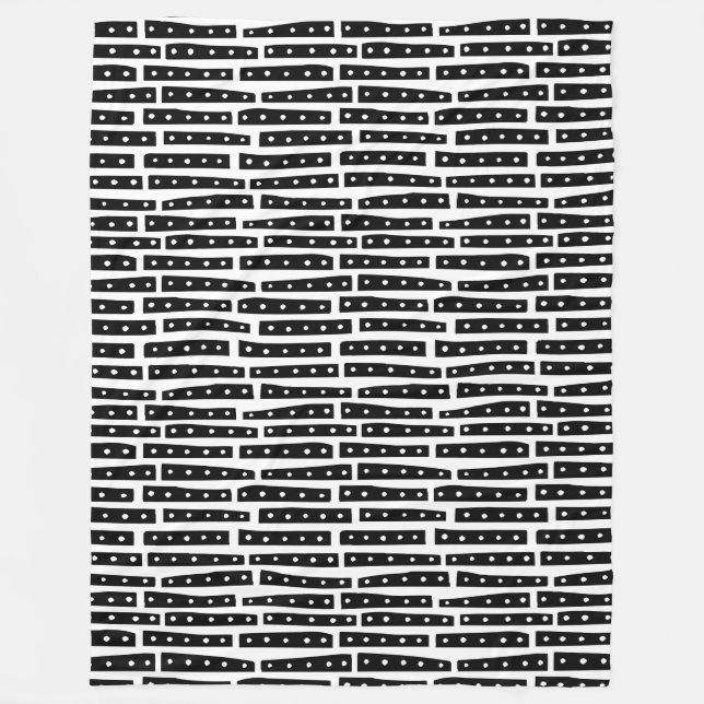 Abstrakte Streifen 101119 Muster - Schwarz auf Wei Fleecedecke (Vorderseite)