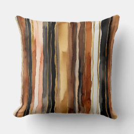 Abstrakte Streifen aus Gold, schwarz und rost Kissen