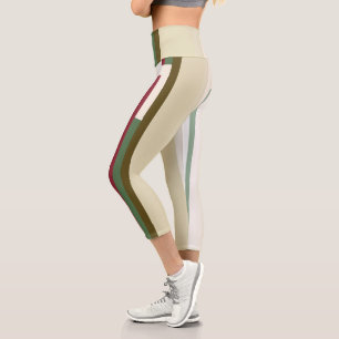 abstrakte Streifen grün und rot Capri Leggings