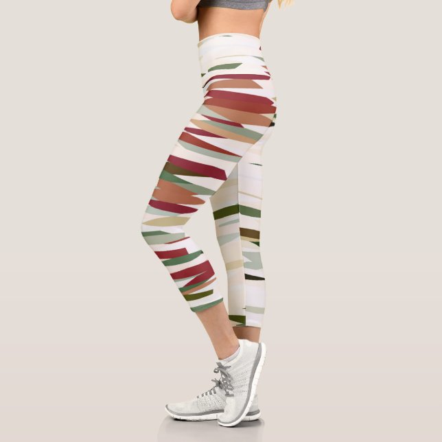 abstrakte Streifen grün und rot Capri Leggings (Links)