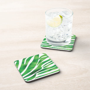 Abstrakte Streifen grün und weiß Getränkeuntersetzer