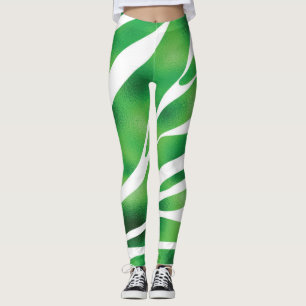 Abstrakte Streifen grün und weiß Leggings