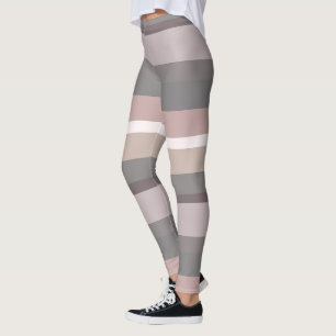 Abstrakte Streifen in Rosa und Beige Leggings