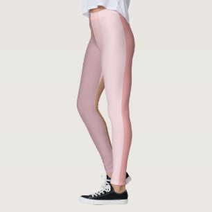 Abstrakte Streifen in Rosa und Beige Leggings