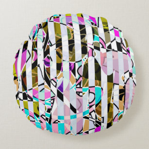 Abstrakte Streifen Rundes Kissen
