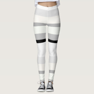 Abstrakte Streifen Schwarz, Weiß und Grün Leggings