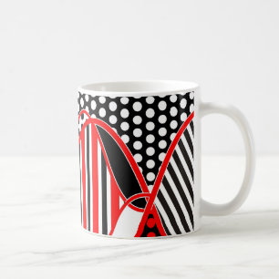 Abstrakte Streifen und Punkte in Schwarz-Weiß - Ta Tasse