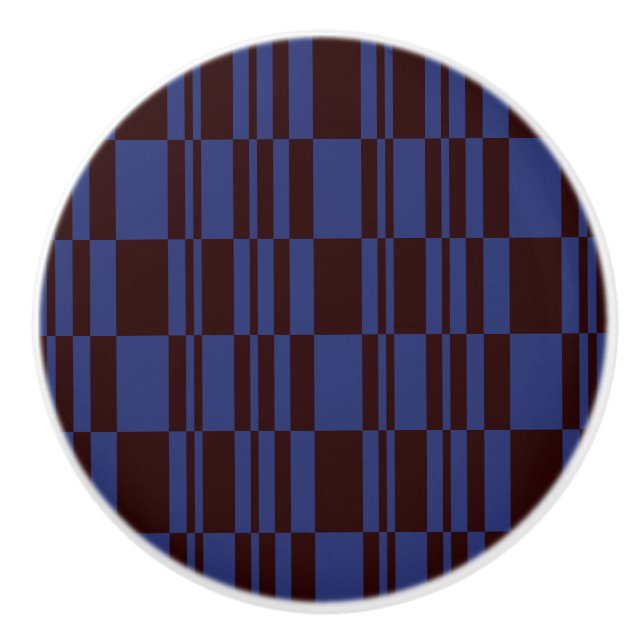 Abstrakte Streifen und Schubladen, blau und schwar Keramikknauf (Vorderseite)