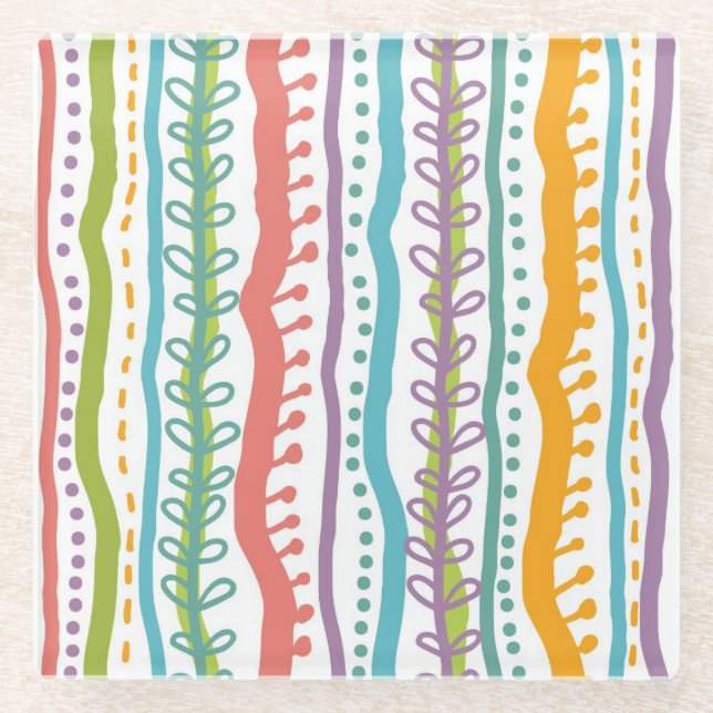 Abstrakte Streifen Vertikales Muster Glasuntersetzer (Vorderseite)