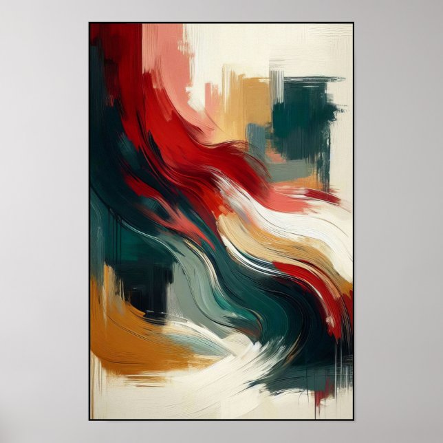 Abstrakte Strömungen auf einer Creme-Leinwand Poster (Vorne)