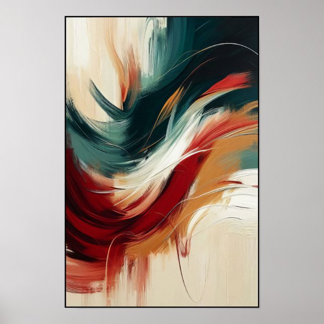 Abstrakte Strömungen auf einer Creme-Leinwand Poster (Vorne)