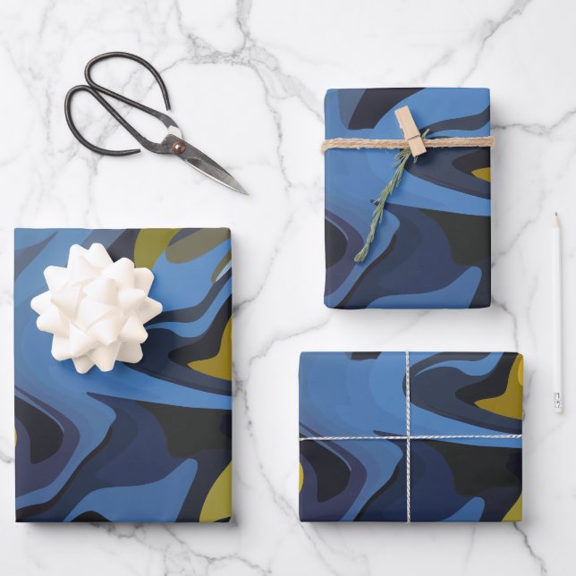 Abstrakte Strömungskunst Geschenkpapier Set (Vorderseite)