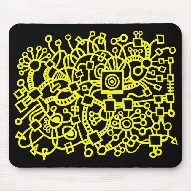 Abstrakte Struktur - Gelb auf schwarz Mousepad (Vorne)