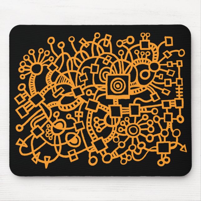 Abstrakte Struktur - helles Orange auf schwarz Mousepad (Vorne)