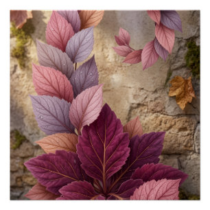Abstrakte strukturierte florale und gemusterte Mos Poster