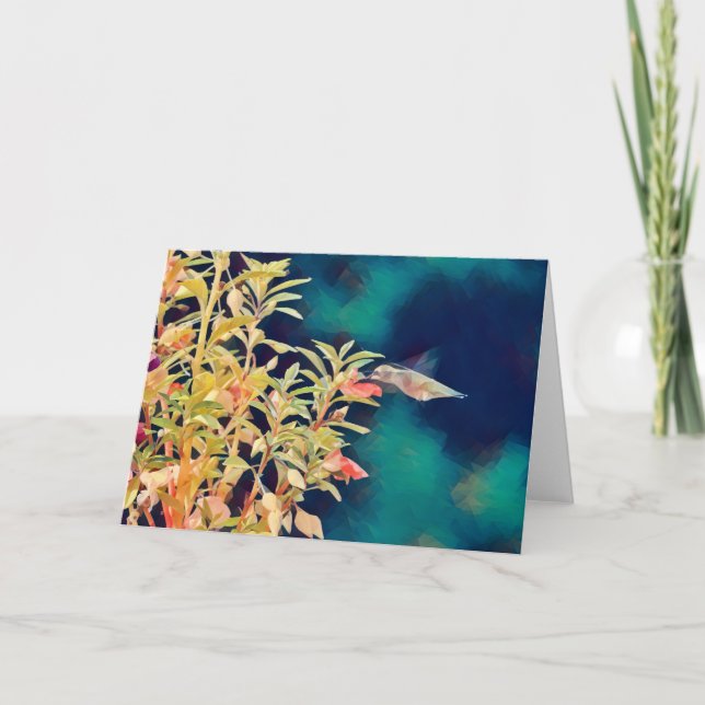 Abstrakte Style Hummingbird Blume Art Card Karte (Vorderseite)