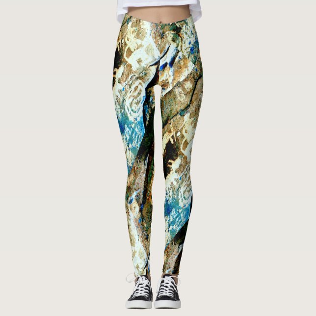 abstrakte südwestliche Rockkunst Leggings (Vorderseite)
