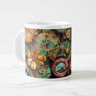 Abstrakte Surreal Gears Blume Steampunk Art Jumbo-Tasse