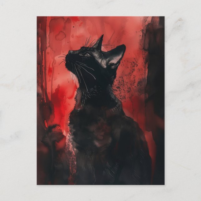 Abstrakte Surreal Porträtmalerei aus Schwarz und R Postkarte (Vorderseite)