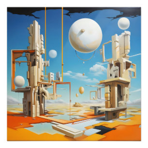Abstrakte Surrealismus-Städte Fotodruck