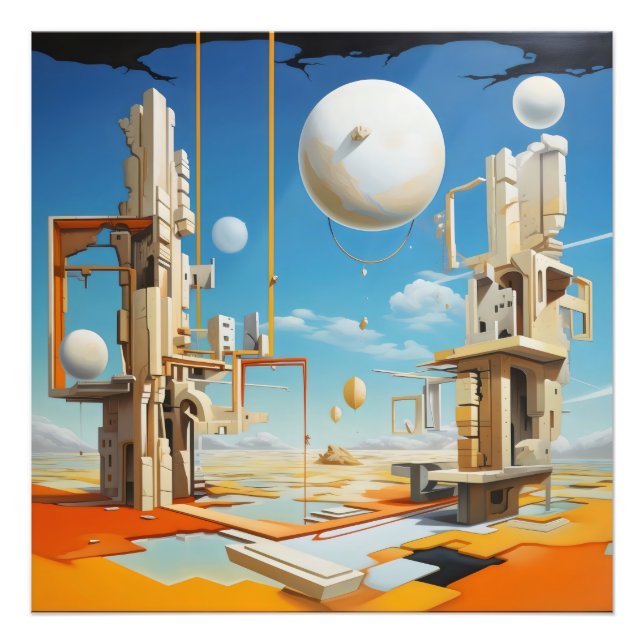Abstrakte Surrealismus-Städte Fotodruck (Vorne)