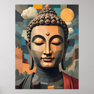 Abstrakte surrealistische Kunst   Gautama Buddha Poster