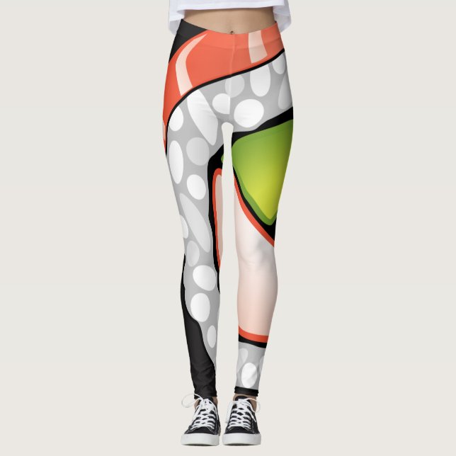 Abstrakte Sushi-Rolle Leggings (Vorderseite)