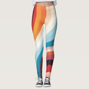 Abstrakte Swirbelkonstruktion: Farbenfrohe Wavy Li Leggings